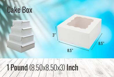 Custom 1 Pound (8.50x8.50x3) Inch - Cake Box
