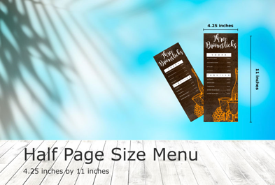 Custom Half Page 4.25in by 11in - Menu