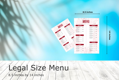Custom Legal 8.5in by 14in - Menu