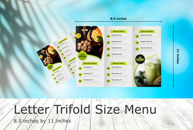 Custom Letter Trifold 8.5in by 11in - Menu