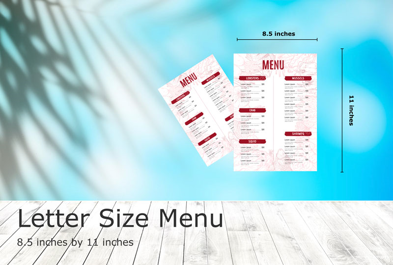 Custom Letter 8.5in by 11in - Menu