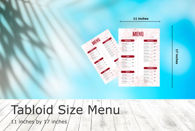 Custom Tabloid 11in by 17in - Menu