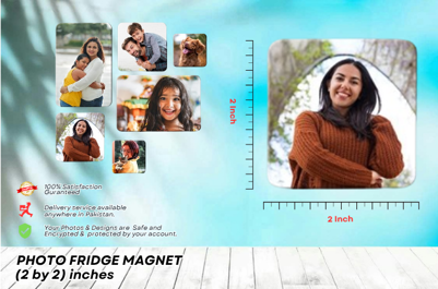 Custom (2 by 2) Inches - Photo Fridge Magnets