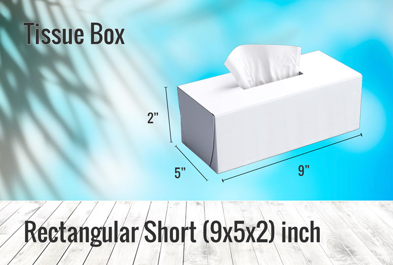 Custom Rectangular Short (9x5x2) inch - Tissue Box
