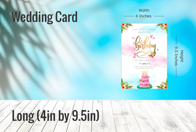 Custom Long (4in by 9.5in) - Wedding Card